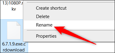 Botão direito do mouse no arquivo e clique em “Renomear”.