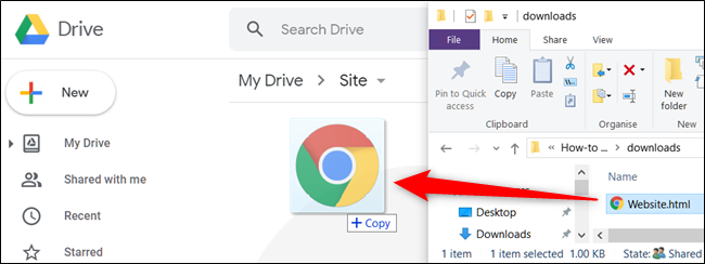 Arraste o arquivo de seu computador para o Google Drive para fazer upload.
