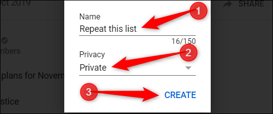 Dê um nome a ele, defina a configuração de privacidade e clique em "Criar".