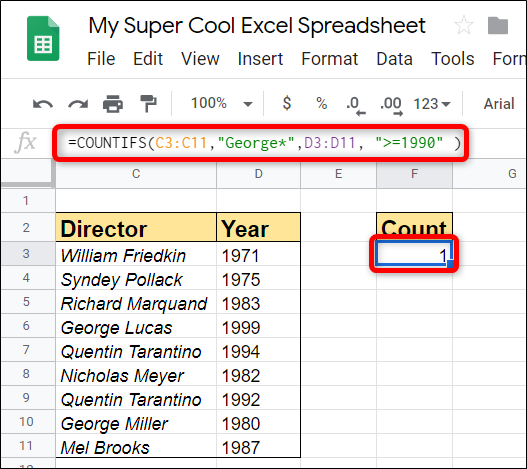 Tem mais de um intervalo e critério para corresponder?  Use a função COUNTIFS para contar vários intervalos ao mesmo tempo.