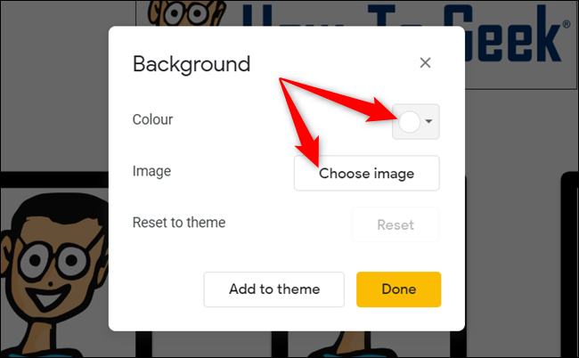 Escolha uma cor ou carregue uma imagem personalizada.