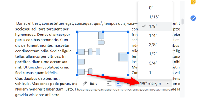 Clique no tamanho da margem que você deseja no menu suspenso.