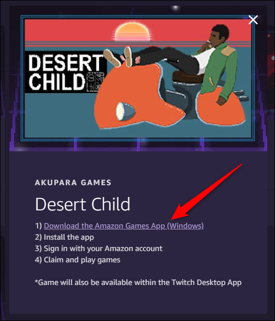 Clique em “Baixar o aplicativo Amazon Games (Windows)”.