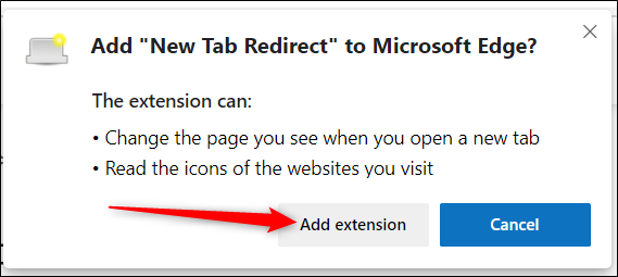 Leia as permissões e clique em "Adicionar extensão" para instalar a extensão.