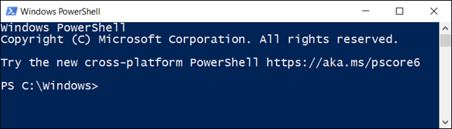 Uma janela do PowerShell.