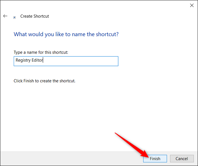 Digite um nome para o atalho na caixa de texto e clique em “Concluir”.