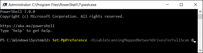 Digite o comando na janela do PowerShell e pressione Enter.