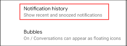 selecione o histórico de notificação