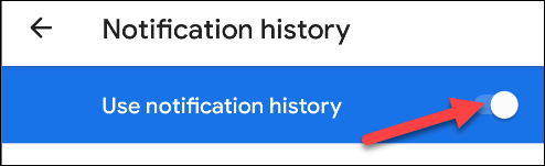 usar alternar histórico de notificação