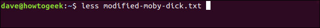 menos modificado-moby-dick.txt em uma janela de terminal