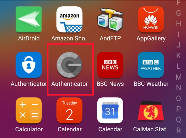Ícone do aplicativo Google Authenticator em um telefone celular Android.