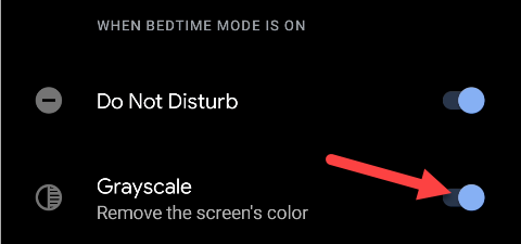 Ative a opção "Escala de cinza" sempre que o modo de hora de dormir estiver ativo.