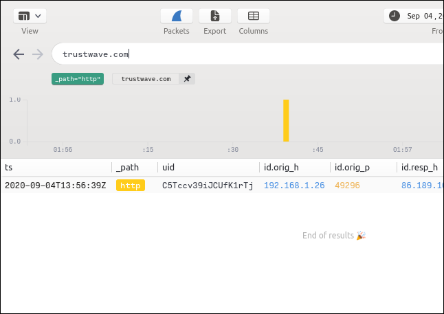 Pesquisando por "trustwave.com" em Brim.