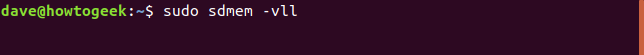 sudo sdmem -vll em uma janela de terminal