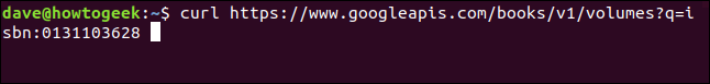 curl https://www.googleapis.com/books/v1/volumes?q=isbn:0131103628 em uma janela de terminal