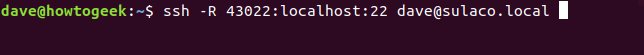 ssh -R 43022: localhost: 22 dave@sulaco.local em uma janela de terminal