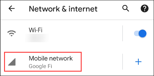 uso de dados da rede móvel Android