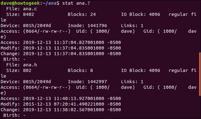 stat ana.?  em uma janela de terminal