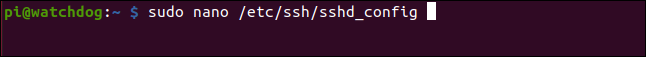 sudo nano / etc / ssh / sshd_config em uma janela de terminal.
