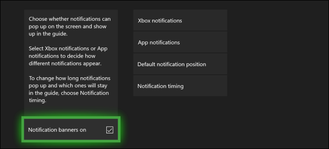 Menu de notificações do Xbox One