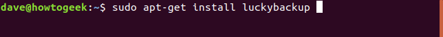 sudo apt-get install luckybackup em uma janela de terminal