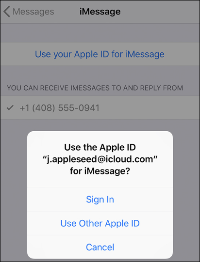 ID Apple para iMessage