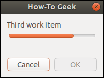 janela de diálogo da barra de progresso do Zenity.