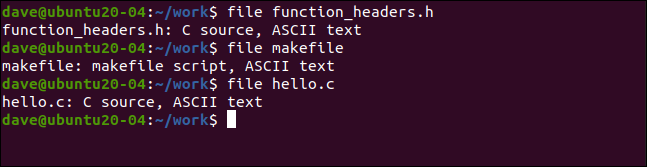 file function + headers.h em uma janela de terminal.