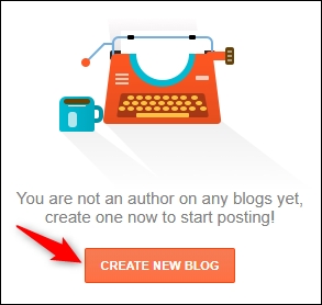 Botão "Criar novo blog" do Blogger.