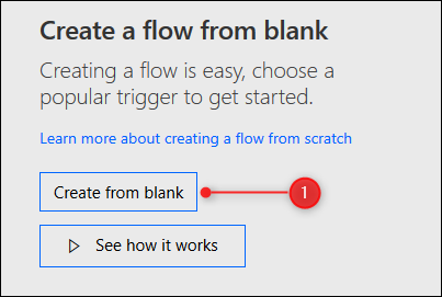 O botão Create from blank