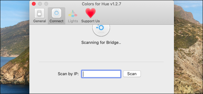 Inserindo um endereço IP Hue Bridge no aplicativo Colors for Hue.
