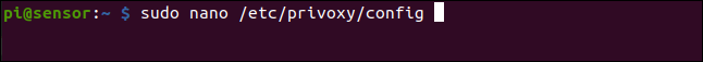 sudo nano / etc / privoxy / config em uma janela de terminal.