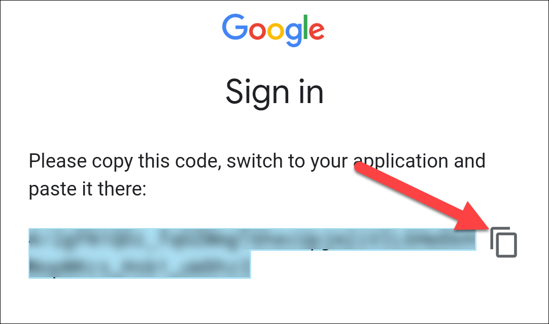 Toque no ícone quadrado em camadas para copiar o código de autenticação.