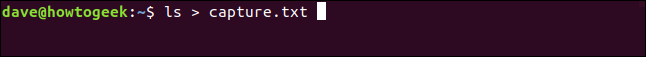 ls> capture.txt em uma janela de terminal