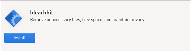 A opção BleachBit "Instalar" no aplicativo de software.