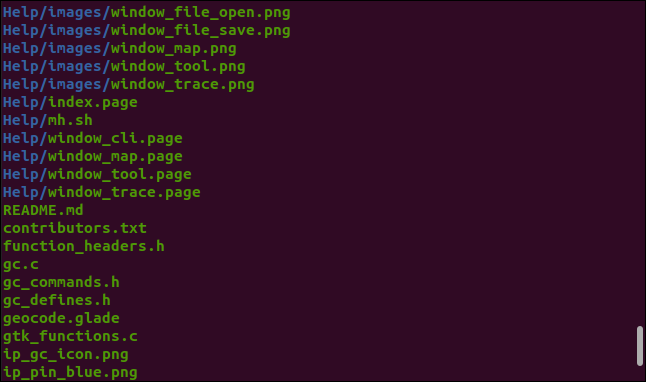 Saída de fdfind em uma janela de terminal.