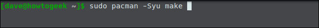 sudo pacman -Syu make em uma janela de terminal.