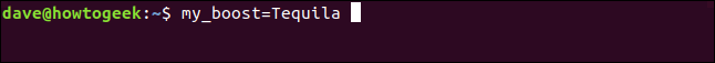 A variável "my_boost = Tequila" em uma janela de terminal.