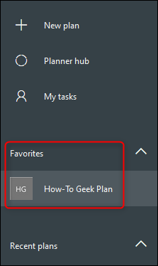 Planos favoritos na barra lateral.