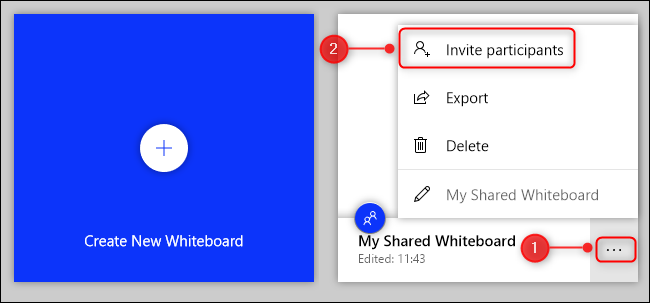 Clique nas reticências (...) Ao lado do quadro e, em seguida, clique em "Convidar participantes".