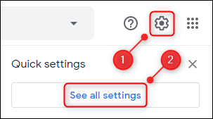 A engrenagem Configurações e o botão "Ver todas as configurações".