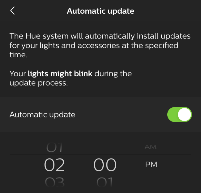 Opções de atualização automática no aplicativo Hue