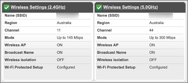 Menu do roteador com as bandas Wi-Fi de 2,4 e 5 GHz marcadas.