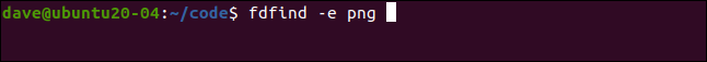 fdfind -e png em uma janela de terminal.