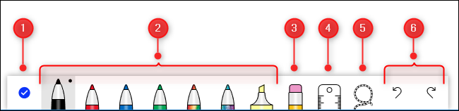 As ferramentas de tinta divididas em seções.