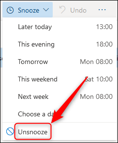 A opção "Unsnooze".
