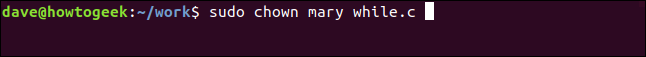 sudo chown mary while.c em uma janela de terminal