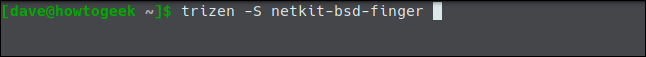 trizen -S netkit-bsd-finger em uma janela de terminal.
