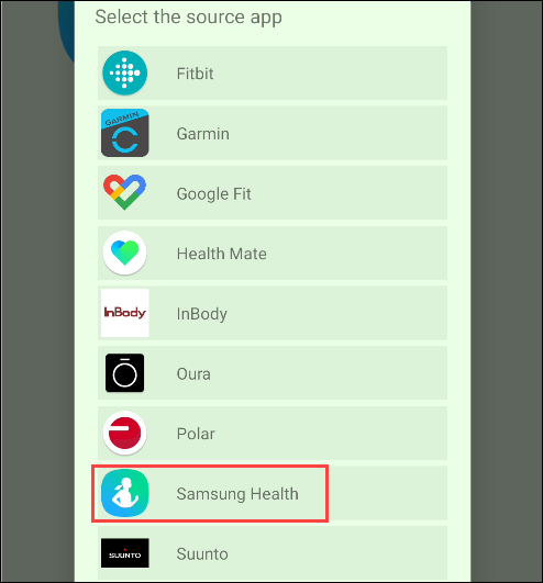 Toque em "Samsung Health".