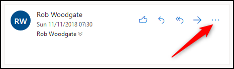 Os três pontos no canto superior direito de uma correspondência.